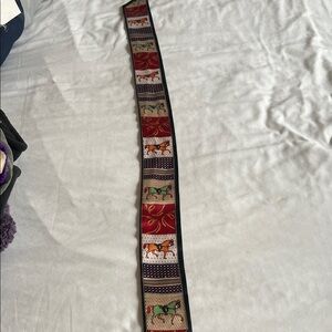 Narrow Equestrian Horse Print Silk Scarf / Twilly Style Ribbon Scarf